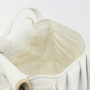 CELINE Horse Carriage Shoulder Bag Leather White Gold Auth 190525A-21