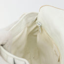 CELINE Horse Carriage Shoulder Bag Leather White Gold Auth 190525A-22