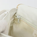 CELINE Horse Carriage Shoulder Bag Leather White Gold Auth 190525A-23