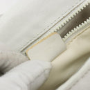 CELINE Horse Carriage Shoulder Bag Leather White Gold Auth 190525A-12