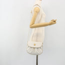 CELINE Horse Carriage Shoulder Bag Leather White Gold Auth 190525A-24