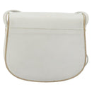CELINE Horse Carriage Shoulder Bag Leather White Gold Auth 190525A-2