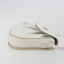 CELINE Horse Carriage Shoulder Bag Leather White Gold Auth 190525A-3