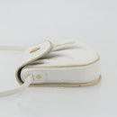 CELINE Horse Carriage Shoulder Bag Leather White Gold Auth 190525A-4