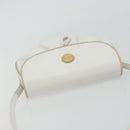CELINE Horse Carriage Shoulder Bag Leather White Gold Auth 190525A-6