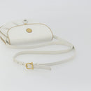 CELINE Horse Carriage Shoulder Bag Leather White Gold Auth 190525A-7