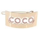 CHANEL COCO Valletta Hair Clip Metal Gold Tone CC Auth 190529M-2