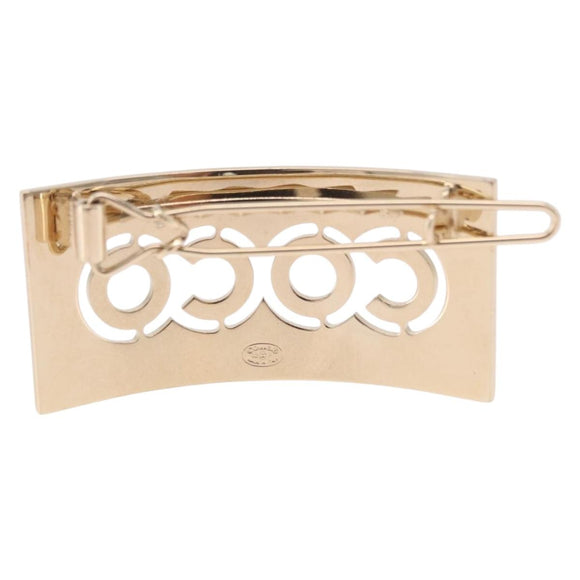 CHANEL COCO Valletta Hair Clip Metal Gold Tone CC Auth 190529M
