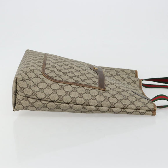 GUCCI GG Supreme Web Sherry Line Tote Bag PVC Beige Gold 39 002 4487 Auth 190532