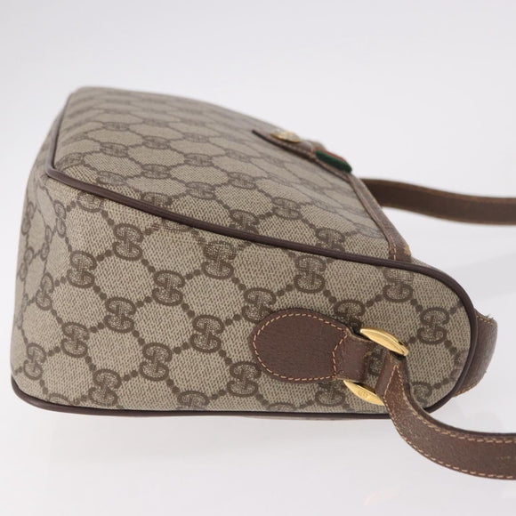 GUCCI GG Supreme Web Sherry Line Bag PVC Beige Gold 89 02 077 Auth 190534