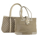 GUCCI GG Canvas GG Supreme Tote Bag PVC 2 Set Beige Auth 190536-1