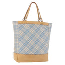BURBERRY Nova Check Tote Bag Canvas Light Blue Beige Auth 190551-1