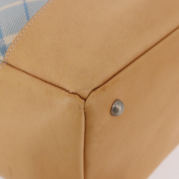 BURBERRY Nova Check Tote Bag Canvas Light Blue Beige Auth 190551