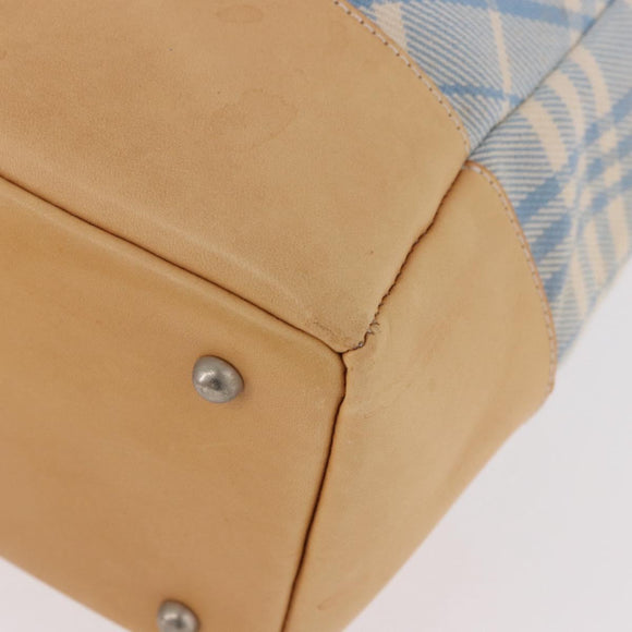 BURBERRY Nova Check Tote Bag Canvas Light Blue Beige Auth 190551
