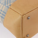 BURBERRY Nova Check Tote Bag Canvas Light Blue Beige Auth 190551-15