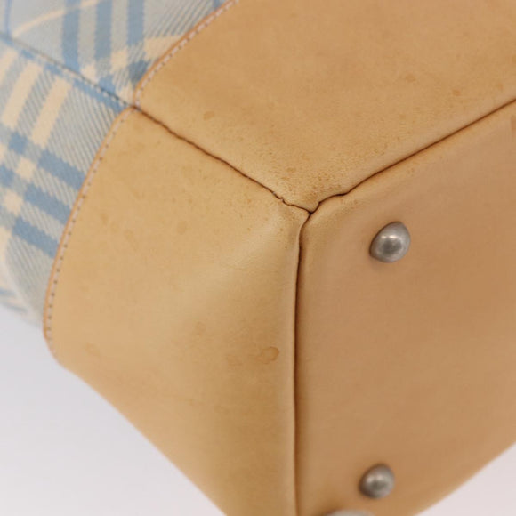 BURBERRY Nova Check Tote Bag Canvas Light Blue Beige Auth 190551