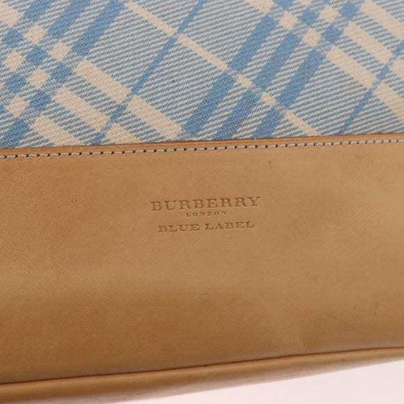 BURBERRY Nova Check Tote Bag Canvas Light Blue Beige Auth 190551