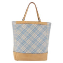 BURBERRY Nova Check Tote Bag Canvas Light Blue Beige Auth 190551-2
