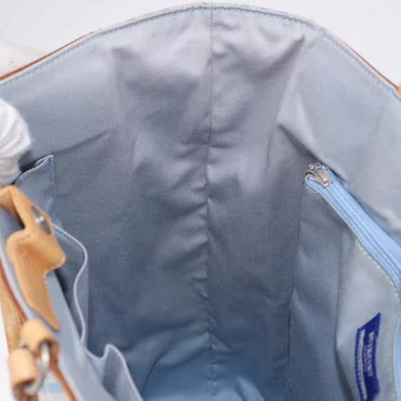 BURBERRY Nova Check Tote Bag Canvas Light Blue Beige Auth 190551