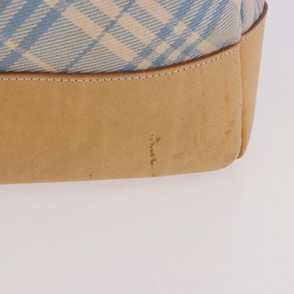 BURBERRY Nova Check Tote Bag Canvas Light Blue Beige Auth 190551