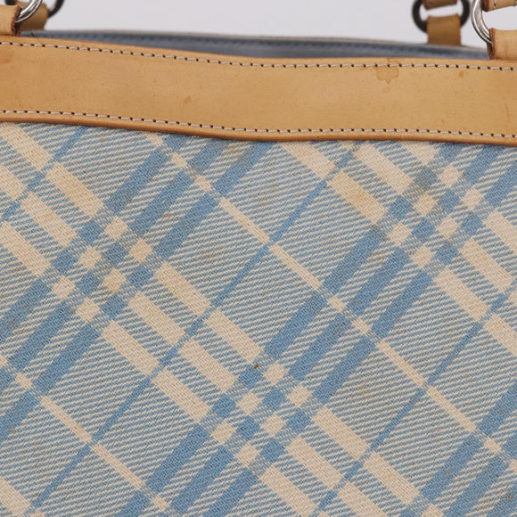 BURBERRY Nova Check Tote Bag Canvas Light Blue Beige Auth 190551
