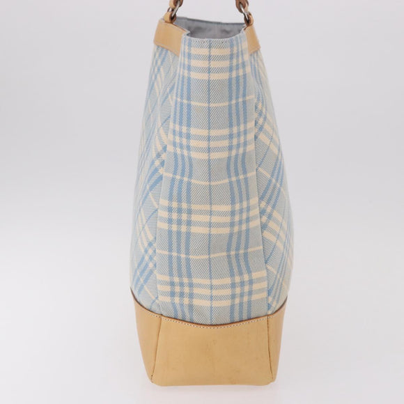 BURBERRY Nova Check Tote Bag Canvas Light Blue Beige Auth 190551