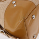 BALENCIAGA Boston Bag Canvas Beige Silver Auth 190552-9