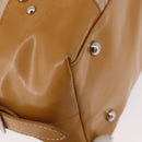 BALENCIAGA Boston Bag Canvas Beige Silver Auth 190552-15