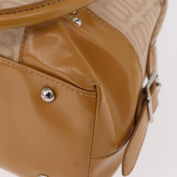 BALENCIAGA Boston Bag Canvas Beige Silver Auth 190552
