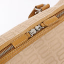 BALENCIAGA Boston Bag Canvas Beige Silver Auth 190552-10