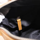 BALENCIAGA Boston Bag Canvas Beige Silver Auth 190552-20