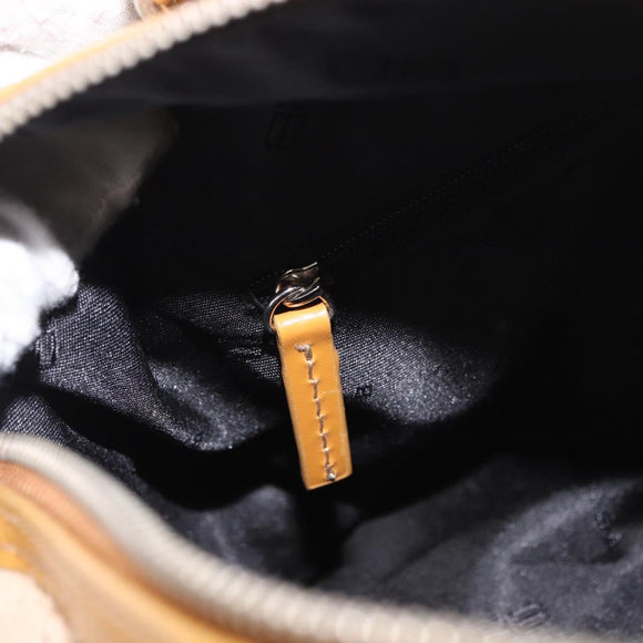 BALENCIAGA Boston Bag Canvas Beige Silver Auth 190552