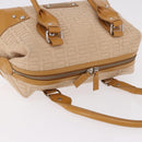 BALENCIAGA Boston Bag Canvas Beige Silver Auth 190552-6