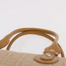 BALENCIAGA Boston Bag Canvas Beige Silver Auth 190552-8