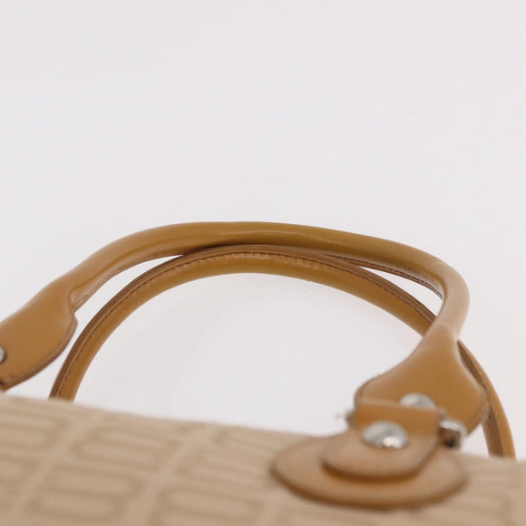 BALENCIAGA Boston Bag Canvas Beige Silver Auth 190552