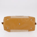 BALENCIAGA Boston Bag Canvas Beige Silver Auth 190552-5