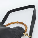 GUCCI Bamboo Hand Bag Leather 2way Black Gold 001 1705 Auth 190553-14