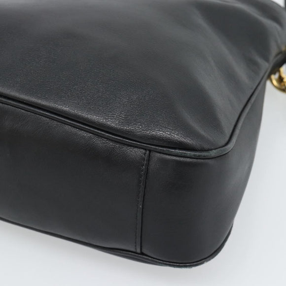 GUCCI Bamboo Hand Bag Leather 2way Black Gold 001 1705 Auth 190553