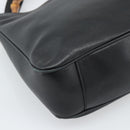 GUCCI Bamboo Hand Bag Leather 2way Black Gold 001 1705 Auth 190553-16
