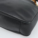 GUCCI Bamboo Hand Bag Leather 2way Black Gold 001 1705 Auth 190553-17
