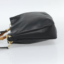 GUCCI Bamboo Hand Bag Leather 2way Black Gold 001 1705 Auth 190553-3