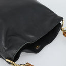 GUCCI Bamboo Hand Bag Leather 2way Black Gold 001 1705 Auth 190553-6