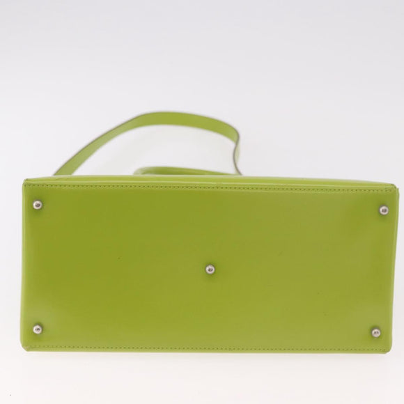 GUCCI Patent Hand Bag 2way Lime Green Silver Auth 190559