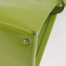 GUCCI Patent Hand Bag 2way Lime Green Silver Auth 190559-18