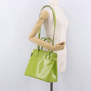 GUCCI Patent Hand Bag 2way Lime Green Silver Auth 190559-25