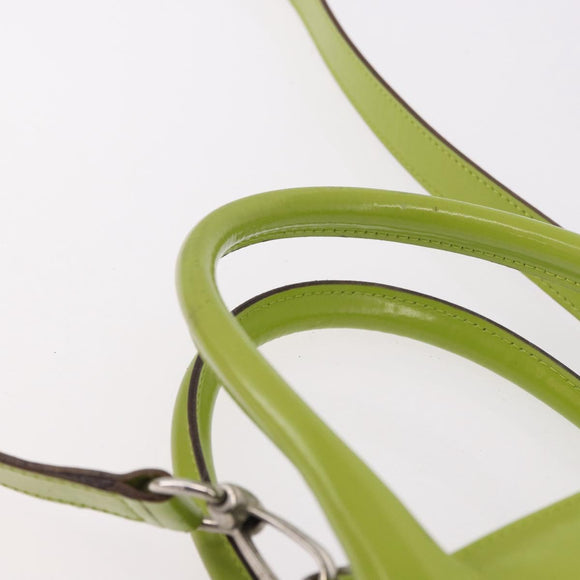 GUCCI Patent Hand Bag 2way Lime Green Silver Auth 190559