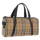 Burberrys Nova Check Boston Bag Canvas Beige Gold Auth 190561-1