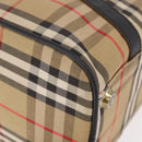 Burberrys Nova Check Boston Bag Canvas Beige Gold Auth 190561-10