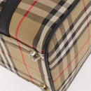 Burberrys Nova Check Boston Bag Canvas Beige Gold Auth 190561-16