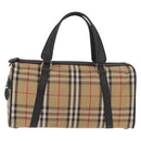 Burberrys Nova Check Boston Bag Canvas Beige Gold Auth 190561-13